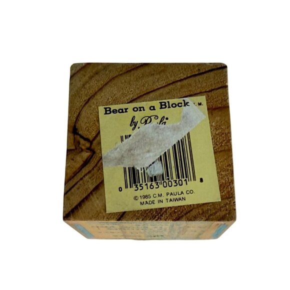 Bear On A Block by Paula I Love You Poem Plush Wood VTG 80s Kid Nostalgic Decor - Picture 6 of 12